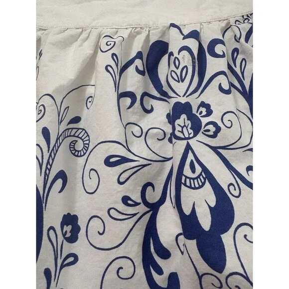 Bass Women’s100% Cotton White w/ Blue Design A Line Lined Skirt Size 6 Zipper - Picture 2 of 7